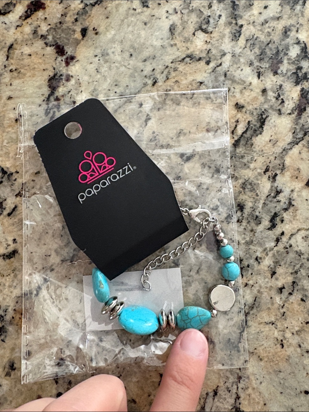 paparazzi Turquoise Beaded Bracelet with Silver Accents